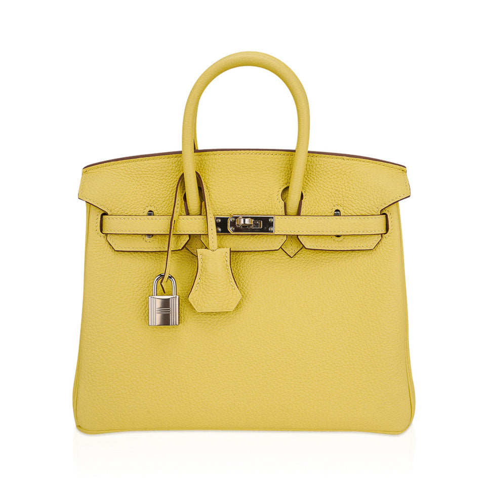 Hermes Birkin 25 Bag Jaune Poussin Togo Leather with Palladium Hardware