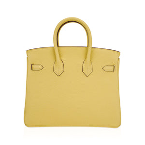 Hermes Birkin 25 Bag Jaune Poussin Togo Leather with Palladium Hardware