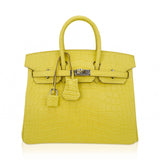 Hermes Birkin 25 Bag Lime Matte Alligator with Palladium Hardware