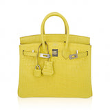 Hermes Birkin 25 Bag Lime Matte Alligator with Palladium Hardware