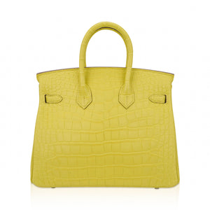 Hermes Birkin 25 Bag Lime Matte Alligator with Palladium Hardware