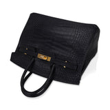 Hermes Birkin 25 Bag Black Matte Alligator with Gold Hardware