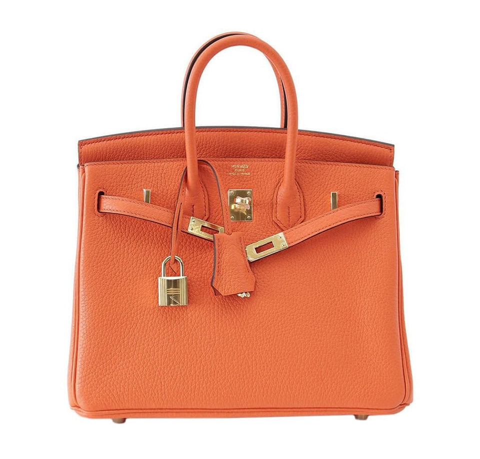 Hermes Birkin 25 Bag Orange Poppy Gold Hardware