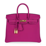 Hermes Birkin 25 Bag Rose Pourpre Togo Leather with Gold Hardware