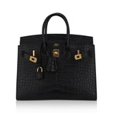 Hermes Birkin 25 Sellier Bag in Black Matte Alligator with Gold Hardware