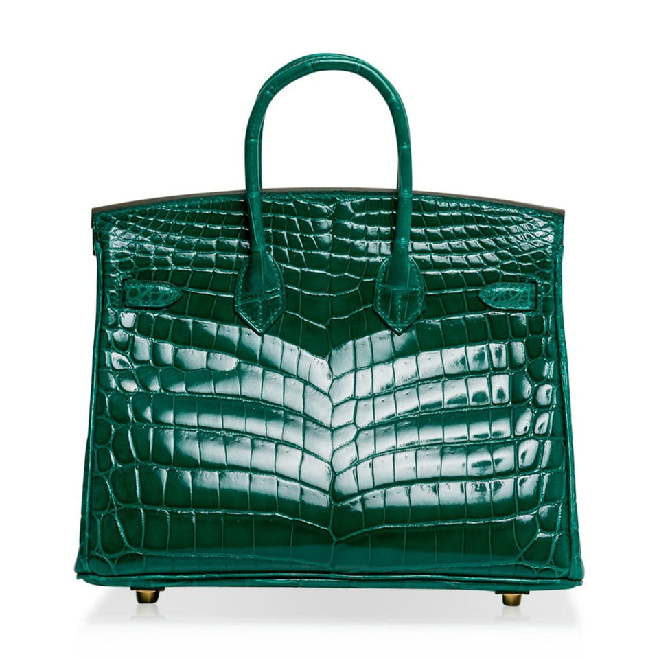 Hermes Birkin 25 Bag Emerald Crocodile Gold Hardware