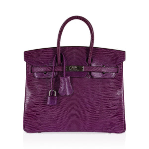 Hermes Birkin 25 Violet Purple Lizard Palladium Hardware