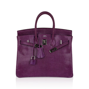 Hermes Birkin 25 Violet Purple Lizard Palladium Hardware