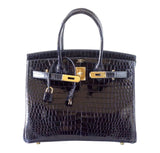 Hermes Birkin 30 Bleu Marine Porosus Crocodile Bag