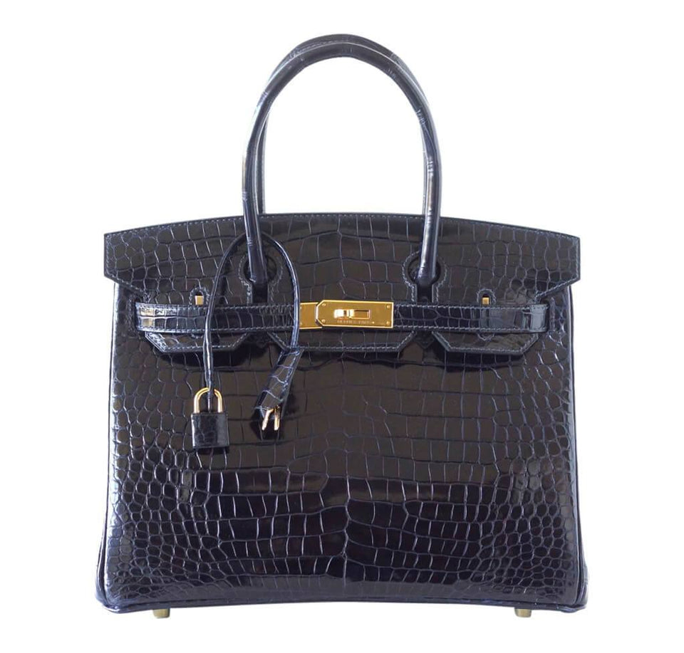 Hermes Birkin 30 Bleu Marine Porosus Crocodile Bag