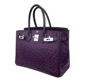 Hermes Birkin 30 Raisin Ostrich Bag