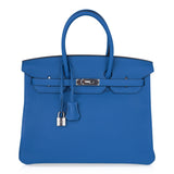 Hermes Birkin 35 Hermes Bag Rich Blue Izmir Clemence Palladium