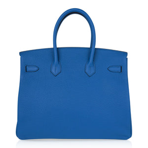 Hermes Birkin 35 Hermes Bag Rich Blue Izmir Clemence Palladium