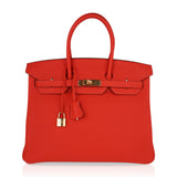 Hermes Birkin 35 Bag Capucine Togo Leather with Gold Hardware