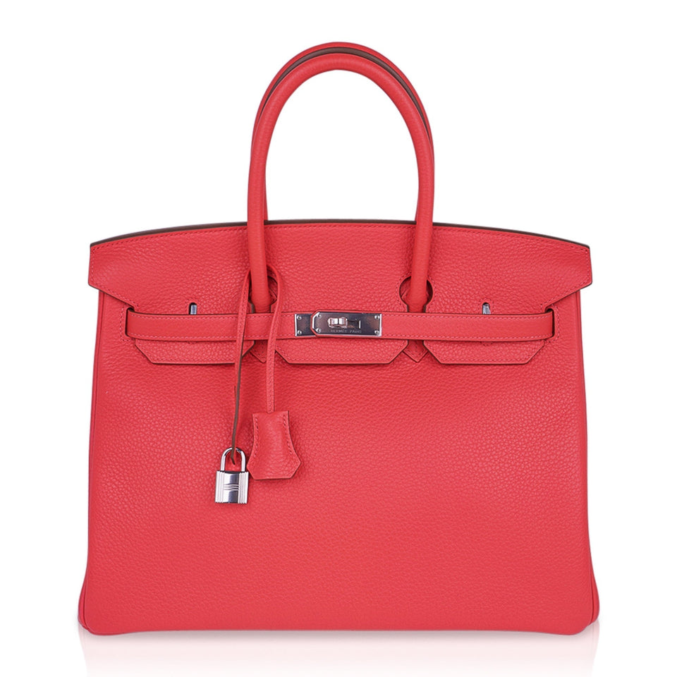 Hermes Birkin 35 Bag Rose Jaipur Clemence Leather with Palladium Hardware