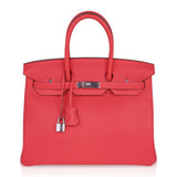 Hermes Birkin 35 Bag Rose Jaipur Clemence Leather with Palladium Hardware