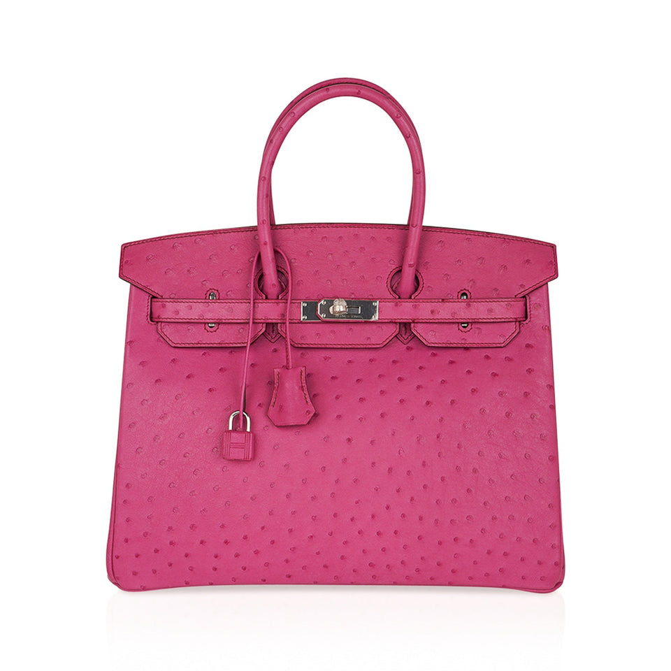 Hermes Birkin 35 Bag Fuchsia Ostrich Palladium Hardware