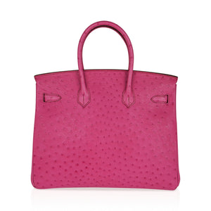 Hermes Birkin 35 Bag Fuchsia Ostrich Palladium Hardware