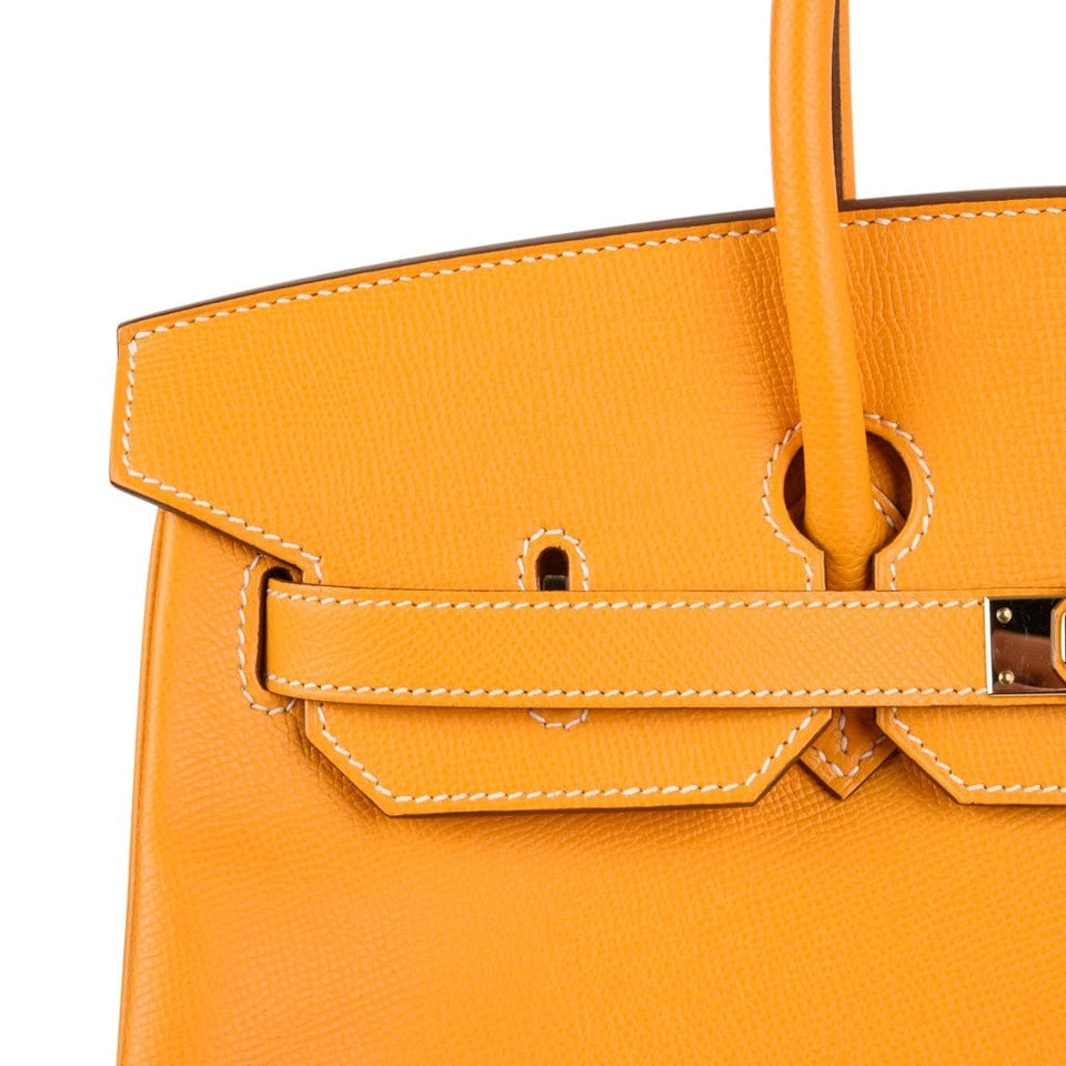 Hermes Birkin 35 Bag Yellow Jaune D'Or Candy Limited Edition Epsom Permabrass