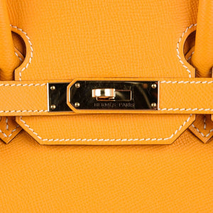 Hermes Birkin 35 Bag Yellow Jaune D'Or Candy Limited Edition Epsom Permabrass