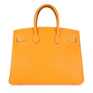 Hermes Birkin 35 Bag Yellow Jaune D'Or Candy Limited Edition Epsom Permabrass