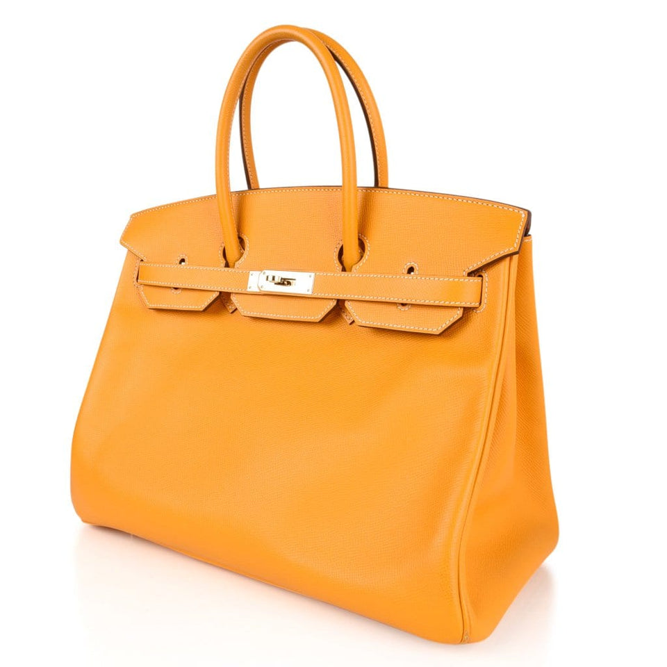 Hermes Birkin 35 Bag Yellow Jaune D'Or Candy Limited Edition Epsom Permabrass