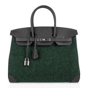 Hermes Birkin 35 Limited Edition Bi-Color Vert Anglais Feutre Vert Cypress Swift