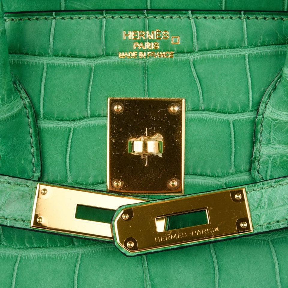 Hermes Birkin 35 Bag Matte Alligator Cactus Gold Hardware