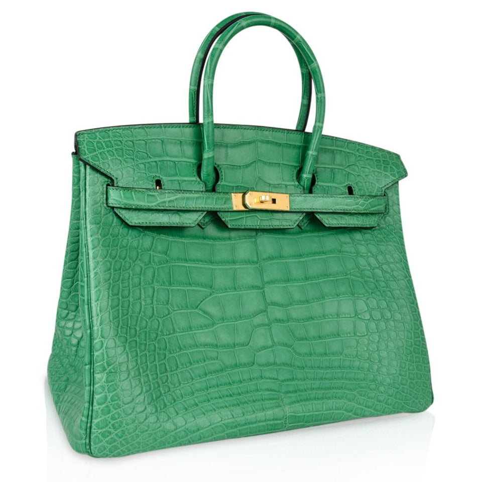 Hermes Birkin 35 Bag Matte Alligator Cactus Gold Hardware