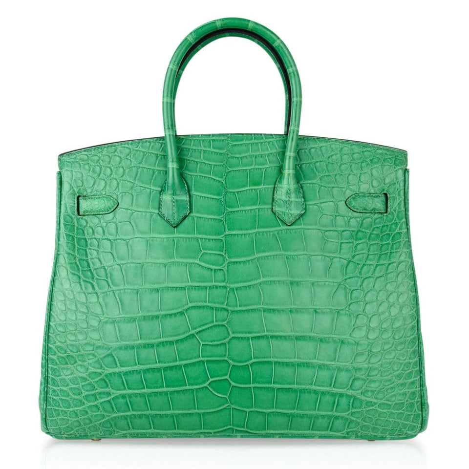 Hermes Birkin 35 Bag Matte Alligator Cactus Gold Hardware