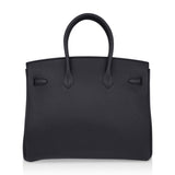 Hermes Limited Edition Birkin 35 Bag Plomb (Off Black) Togo Leather with Gold Hardware