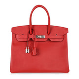 Hermes Birkin 35 Bag Rouge Casaque Lipstick Red Epsom Palladium new