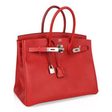 Hermes Birkin 35 Bag Rouge Casaque Lipstick Red Epsom Palladium new