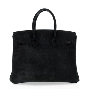 Hermes Birkin 35 Bag Black Doblis Suede Gold Hardware Limited Edition