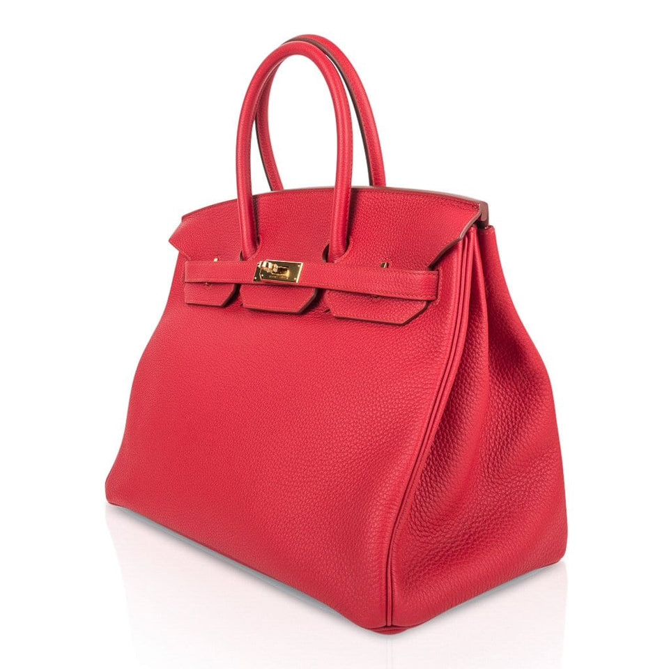 Hermes Birkin 35 Bag Vermillion Red Togo Leather with Gold Hardware