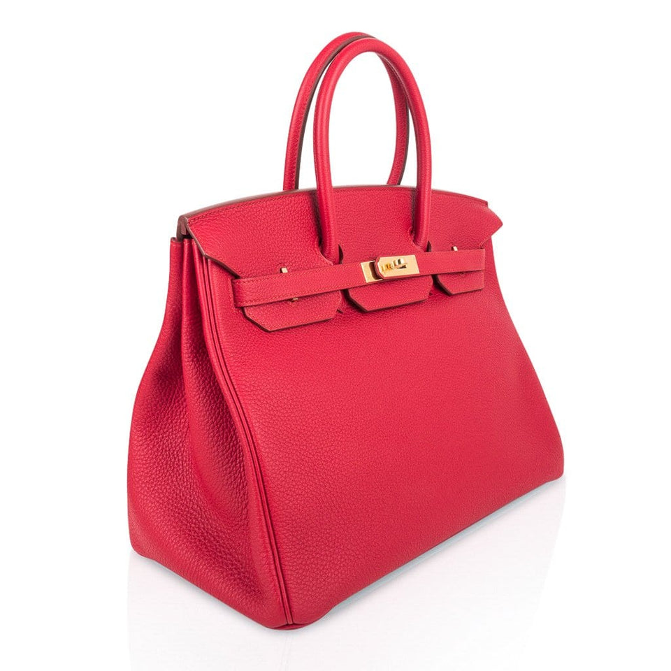 Hermes Birkin 35 Bag Vermillion Red Togo Leather with Gold Hardware