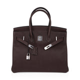 Hermes Birkin 35 Bag Ebene Barenia Faubourg Leather with Palladium Hardware