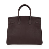 Hermes Birkin 35 Bag Ebene Barenia Faubourg Leather with Palladium Hardware