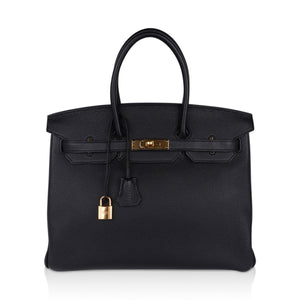 Hermes Birkin 35 Bag Black Togo Gold Hardware Ultimate Classic