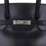 Hermes Birkin 35 Bag Black Box Palladium Guilloche Hardware