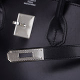 Hermes Birkin 35 Bag Black Box Palladium Guilloche Hardware