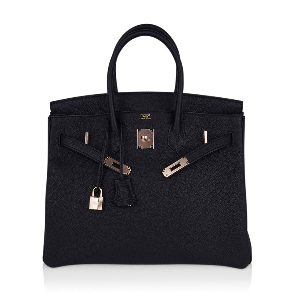 Hermes Birkin 35 Bag Black Togo Leather with Rose Gold Hardware