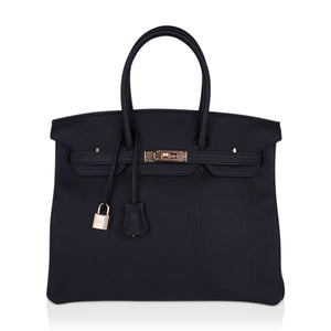 Hermes Birkin 35 Bag Black Togo Leather with Rose Gold Hardware