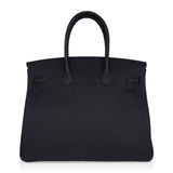 Hermes Verso Birkin 35 Bag Black & Blue Agate Togo Leather with Palladium Hardware