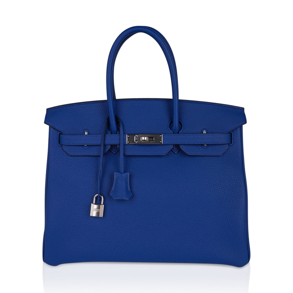 Hermes Birkin 35 Bag Blue de France Togo Leather with Palladium Hardware