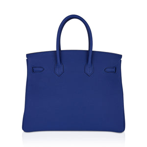 Hermes Birkin 35 Bag Blue de France Togo Leather with Palladium Hardware