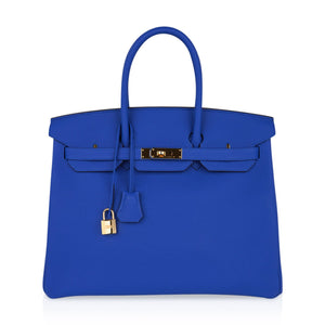 Hermes Birkin 35 Bag Blue Zellige Gold Hardware Togo Leather