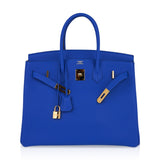 Hermes Birkin 35 Bag Blue Zellige Gold Hardware Togo Leather