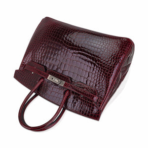 Hermes Birkin 35 Bag Bordeaux Porosus Crocodile with Palladium Hardware