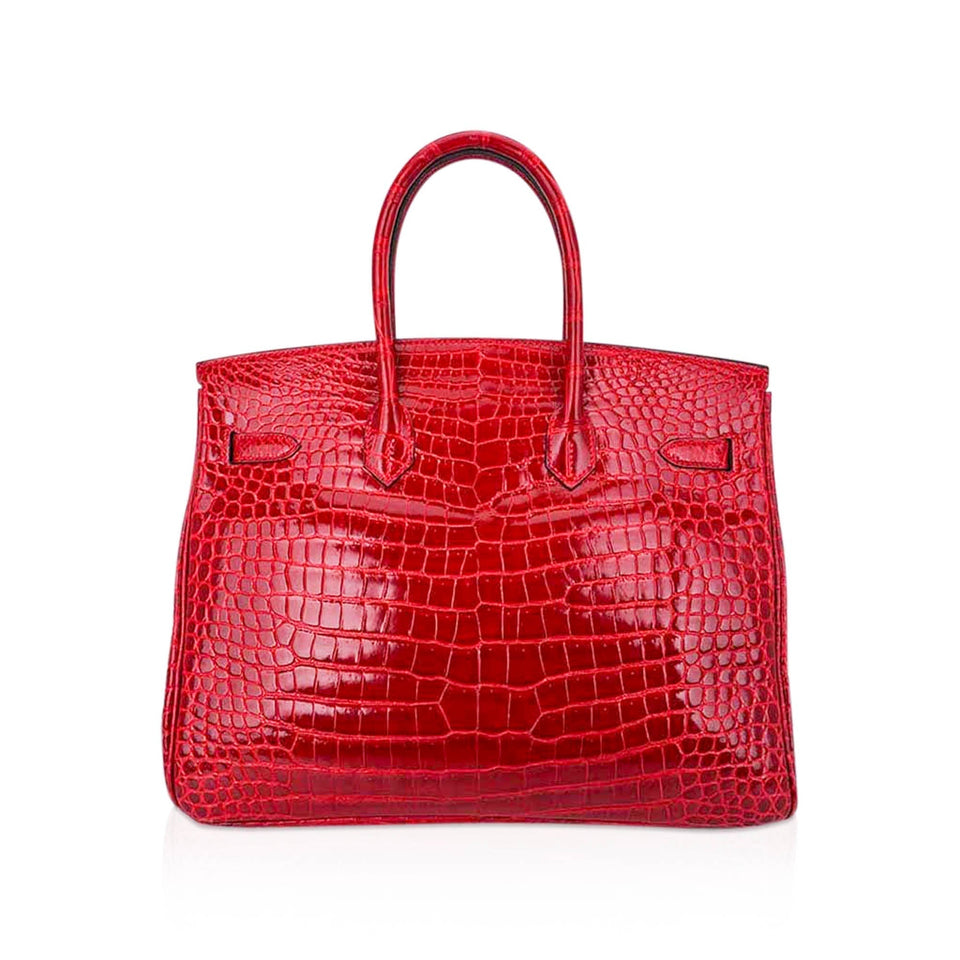 Hermes Birkin 35 Bag Braise Porosus Crocodile with Palladium Hardware